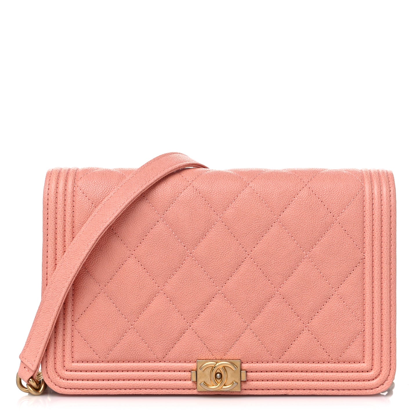 Caviar Quilted Boy Wallet On Chain WOC Pink