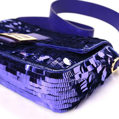Fendi Sequin Paillettes Shiny Nappa Sex and the City Baguette Viola Purple Rain 9 of 9