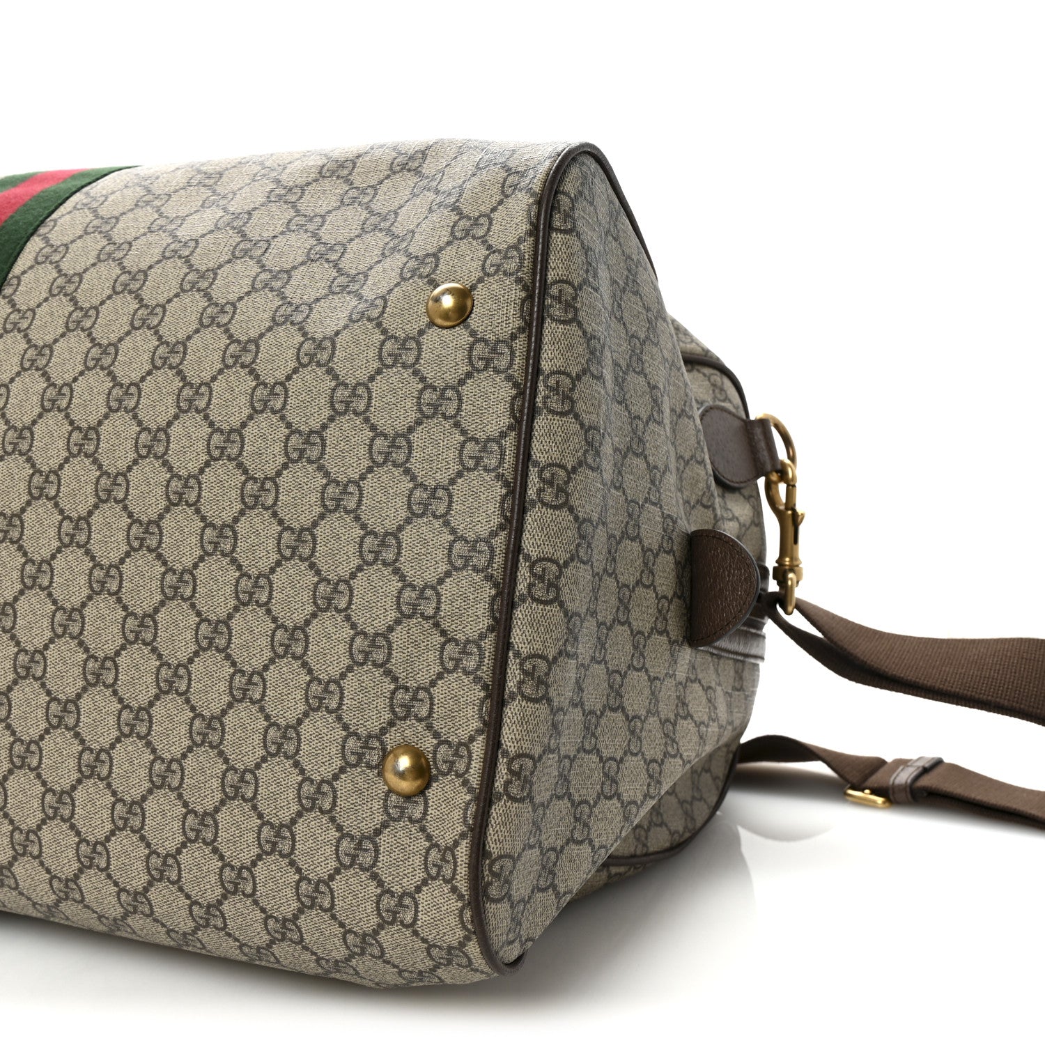 Gucci GG Supreme Monogram Textured Dollar Calfskin Web Medium Ophidia Carry-On Duffle Bag Beige Ebony New Acero 9 of 9