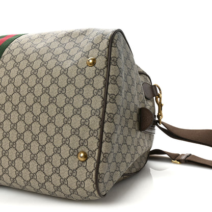 Gucci GG Supreme Monogram Textured Dollar Calfskin Web Medium Ophidia Carry-On Duffle Bag Beige Ebony New Acero 9 of 9