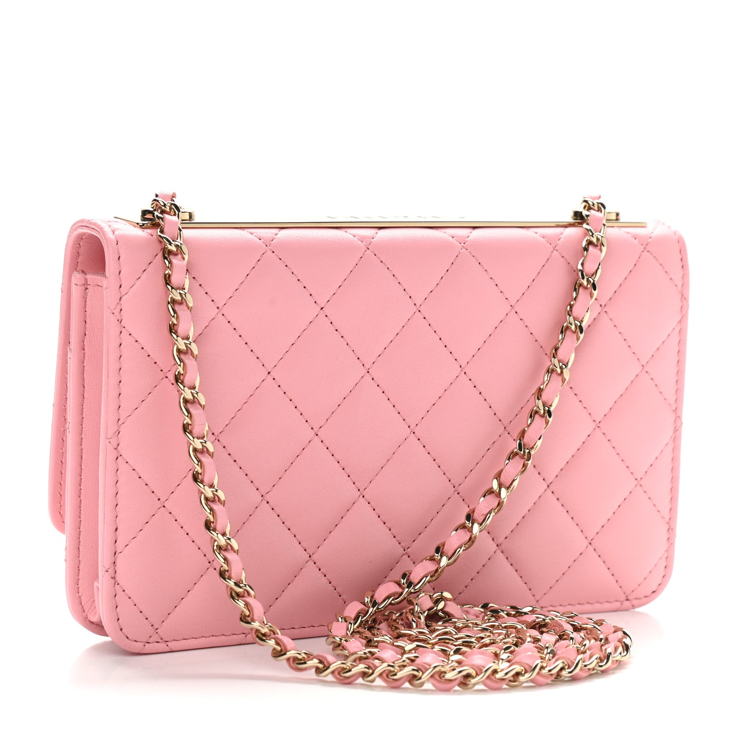 Chanel Lambskin Quilted Trendy CC Wallet On Chain WOC Pink 3 of 10