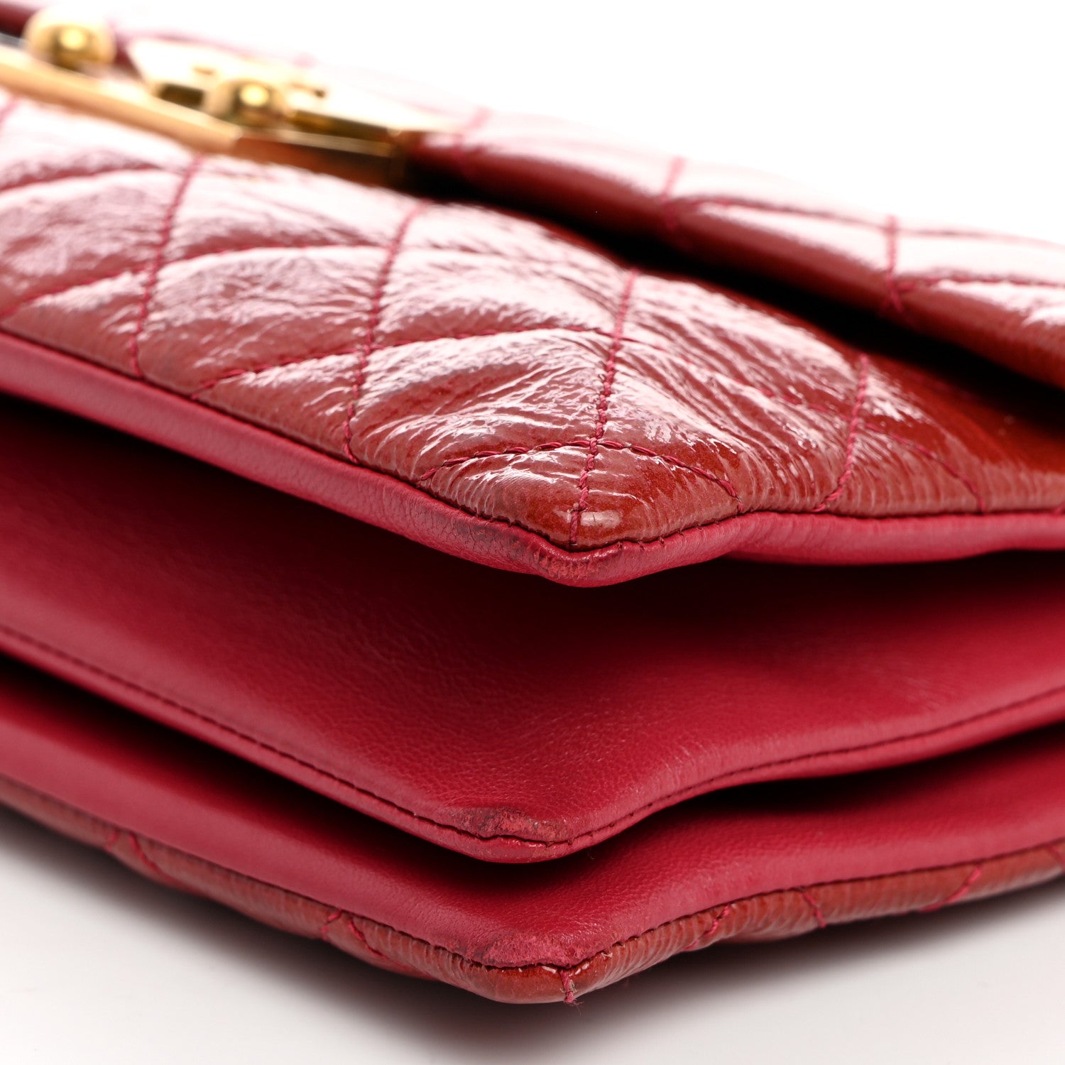 Chanel Patent Goatskin Quilted Small 3 Pocket Accordion Flap Red 10 of 10