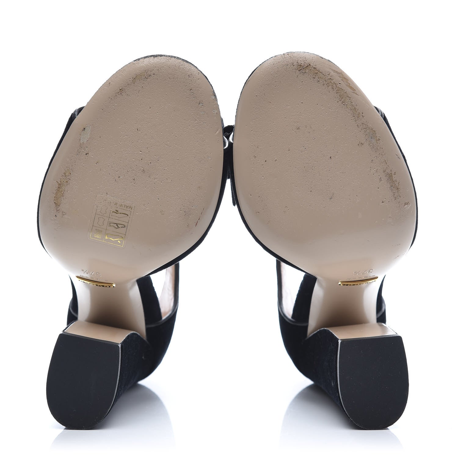 Gucci Velvet Pearl Bee Embellished Sandals 37.5 Black 5 of 8