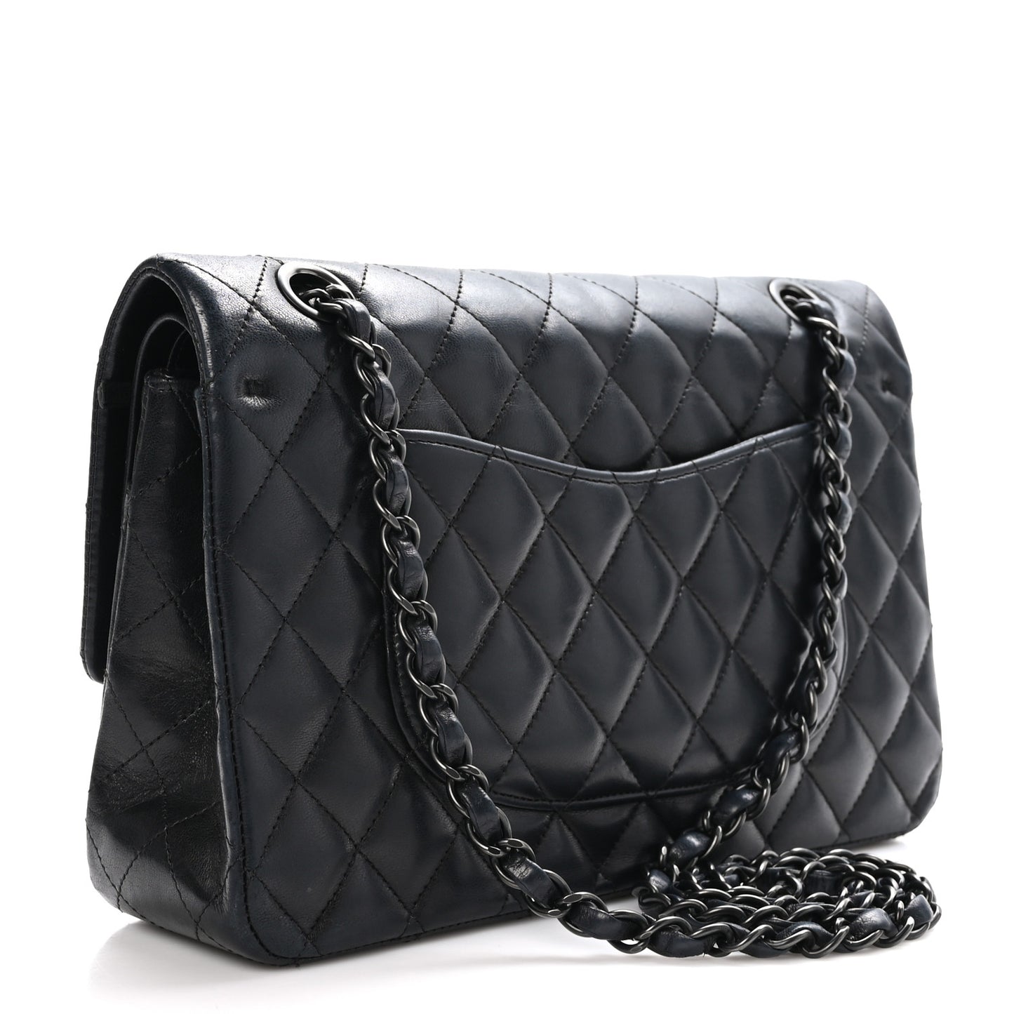 Lambskin Quilted Medium Double Flap So Black