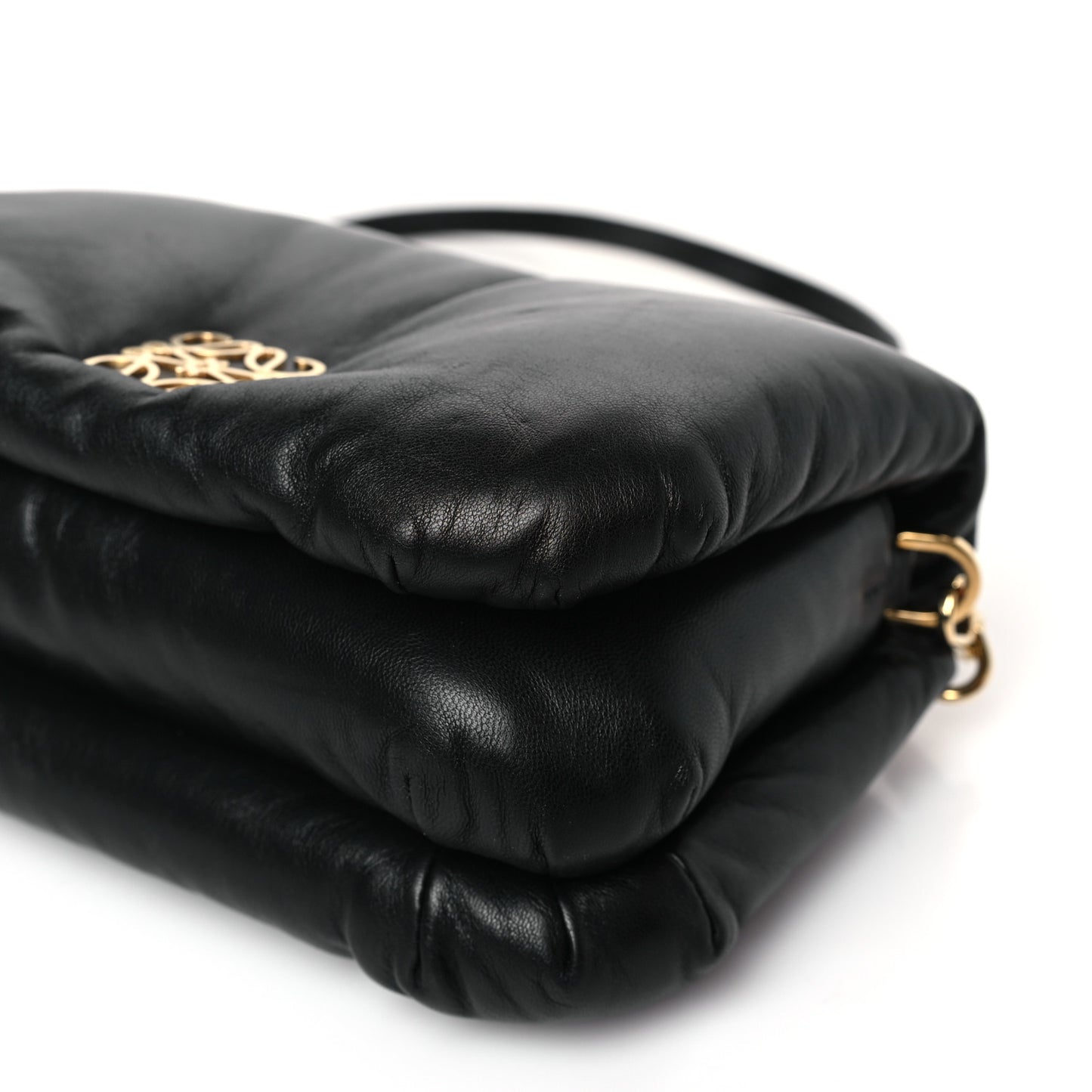 Shiny Nappa Lambskin Mini Goya Puffer Bag Black
