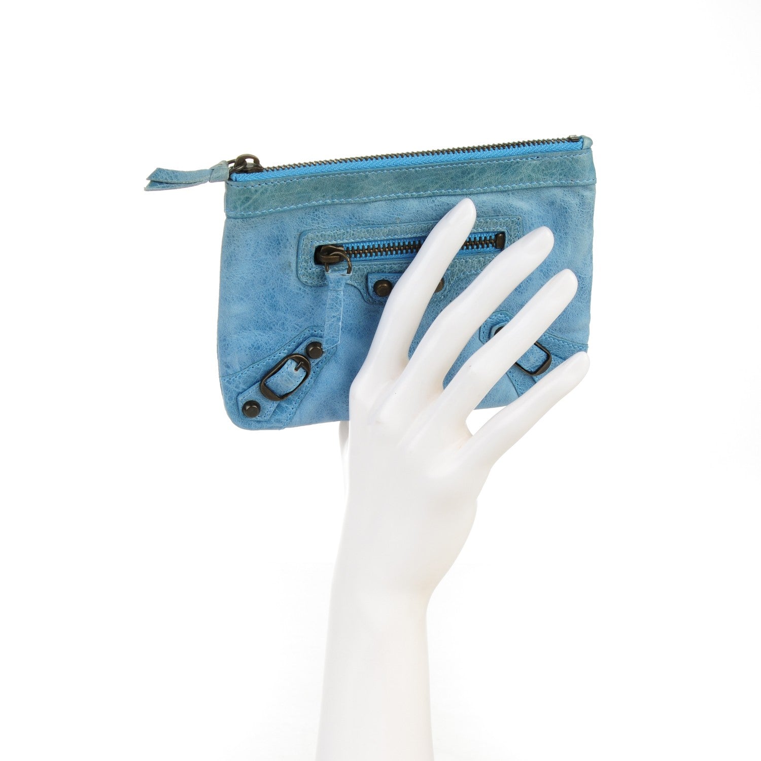 Balenciaga Agneau Classic Hardware M Porte-Monnaie Coin Purse Sky Blue 2 of 7