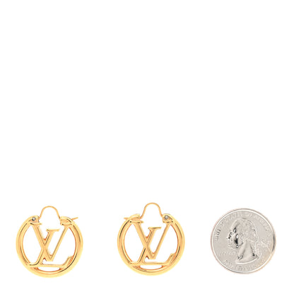 Louis Vuitton Metal Small Louise Hoop Earrings Gold 2 of 5