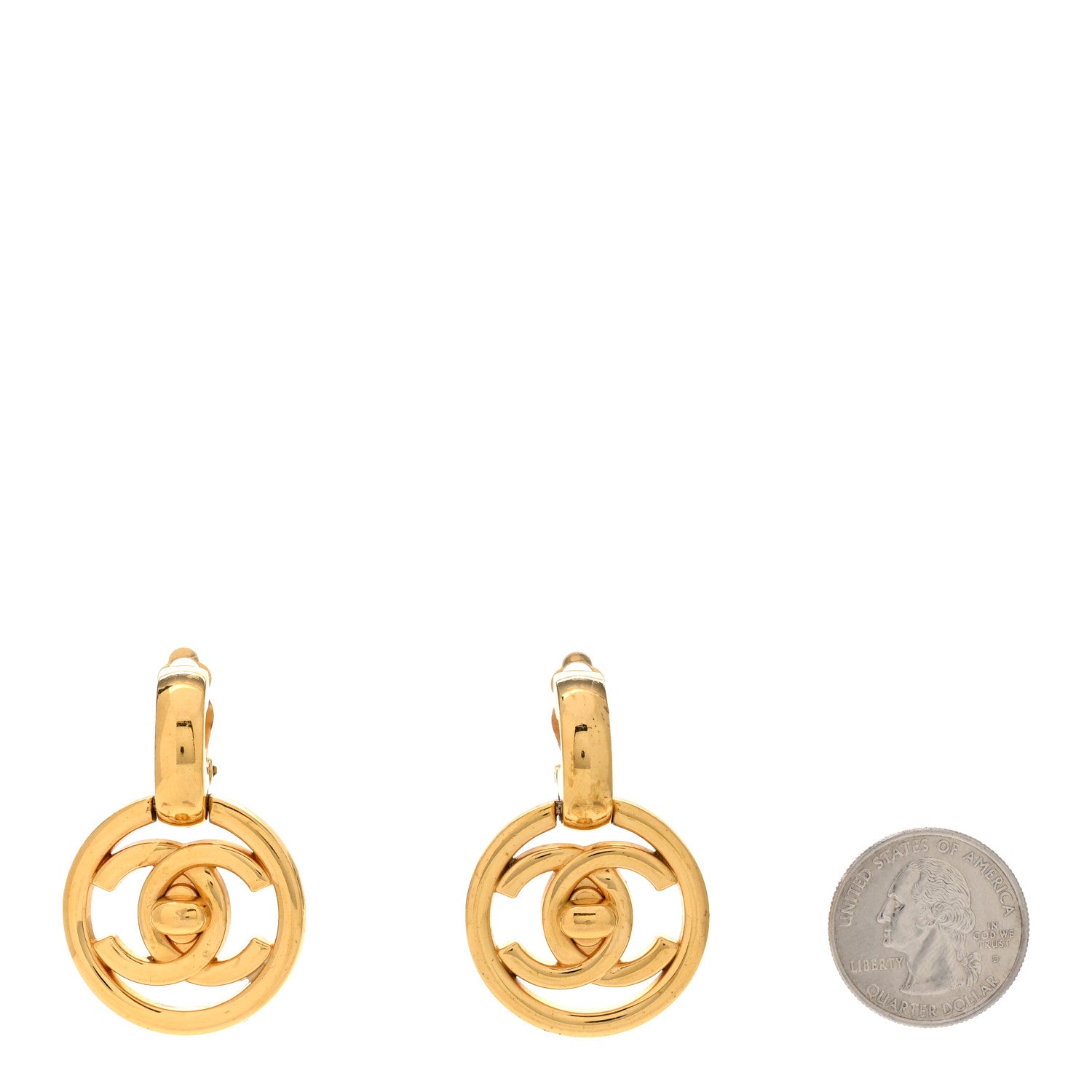 Chanel Metal CC Turnlock Clip On Earrings Gold 2 of 4