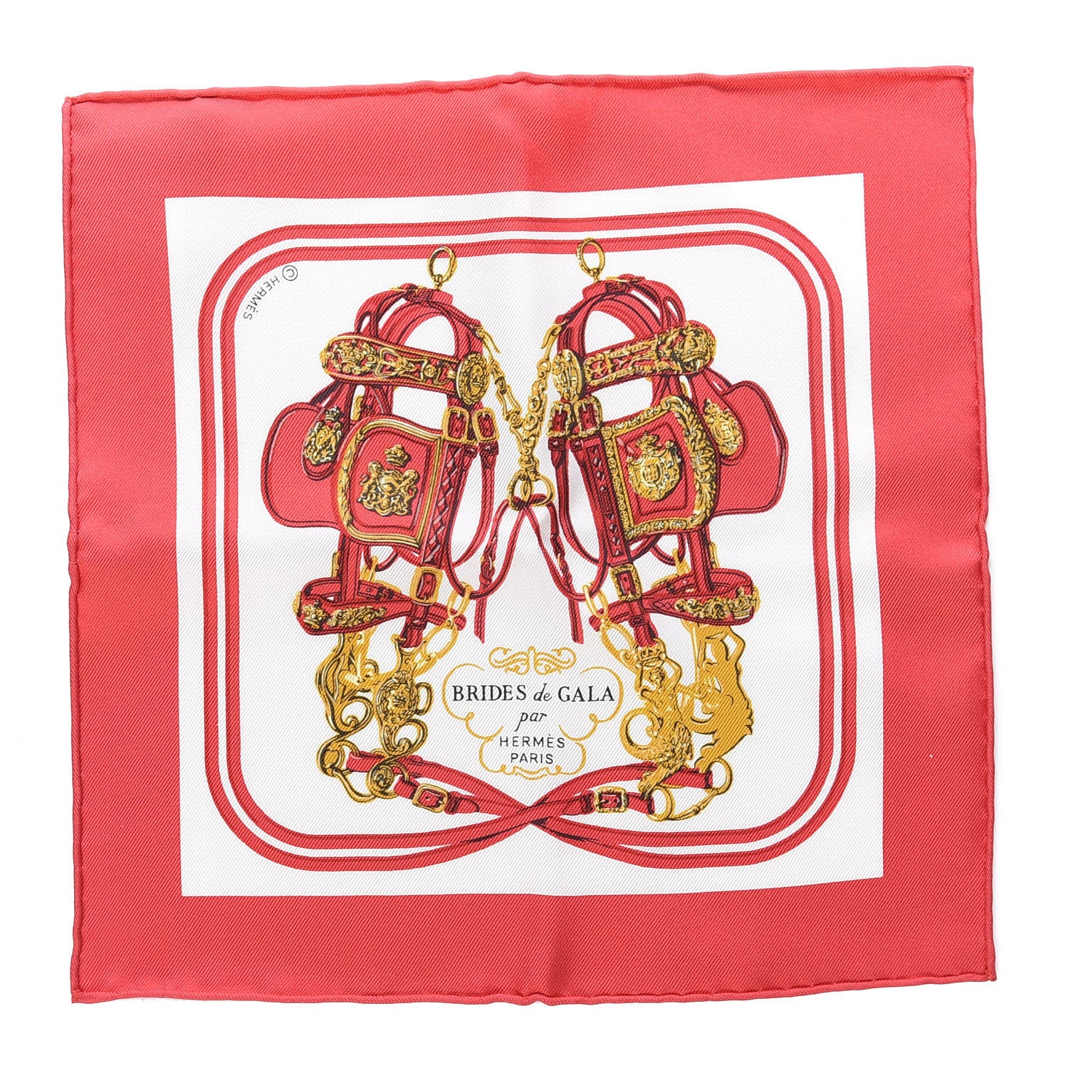 Hermes Silk Brides de Gala Nano Scarf 20 Rouge White Or 1 of 4