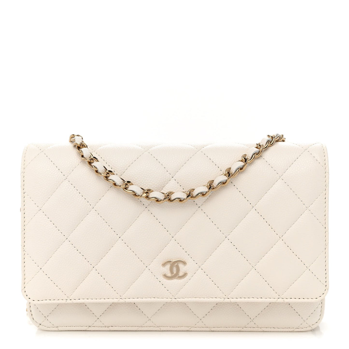Caviar Quilted Wallet On Chain WOC White