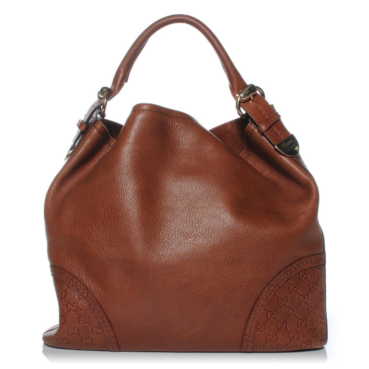 Leather Guccissima Trim Large Signoria Hobo Brown
