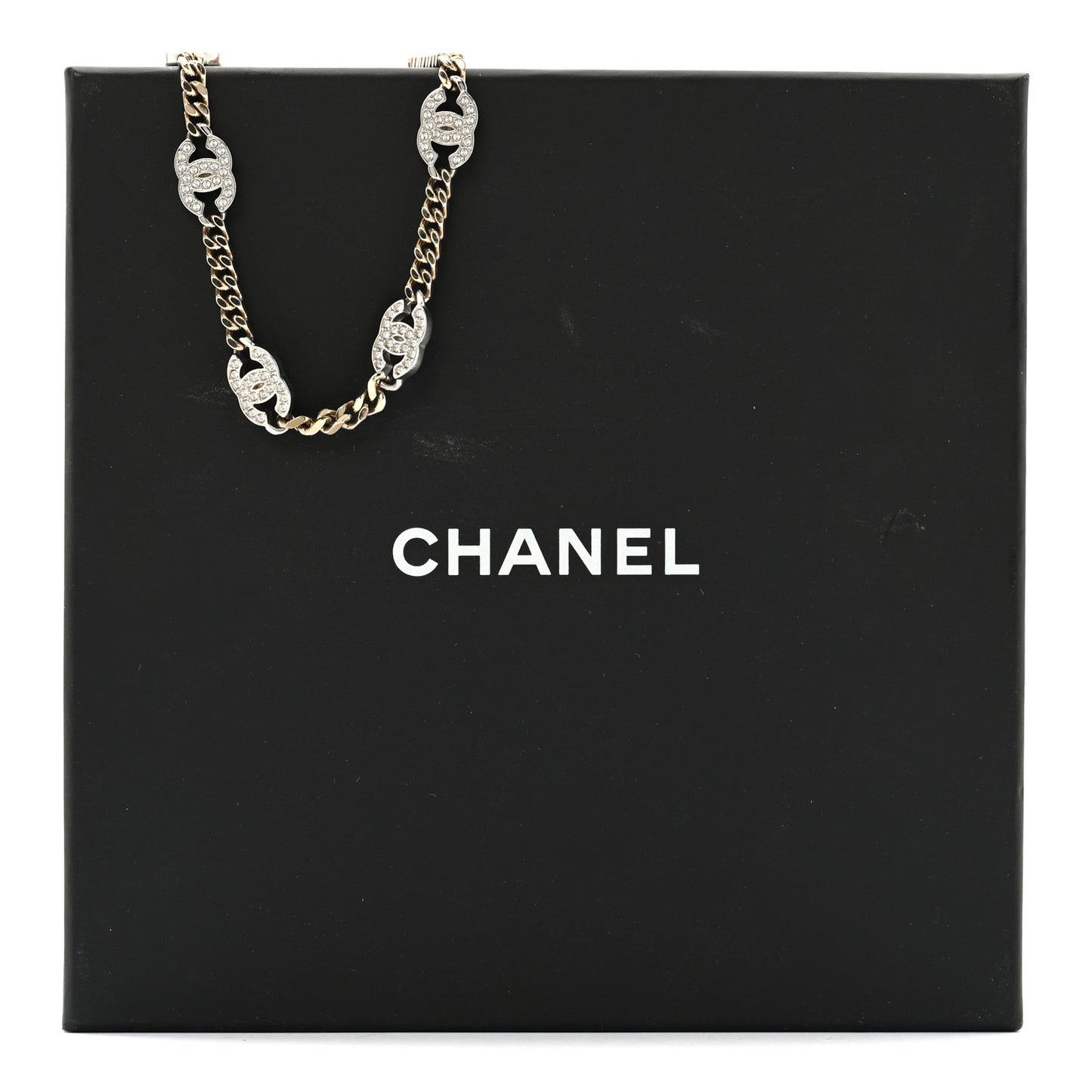 Crystal Chain CC Link Choker Gold Silver