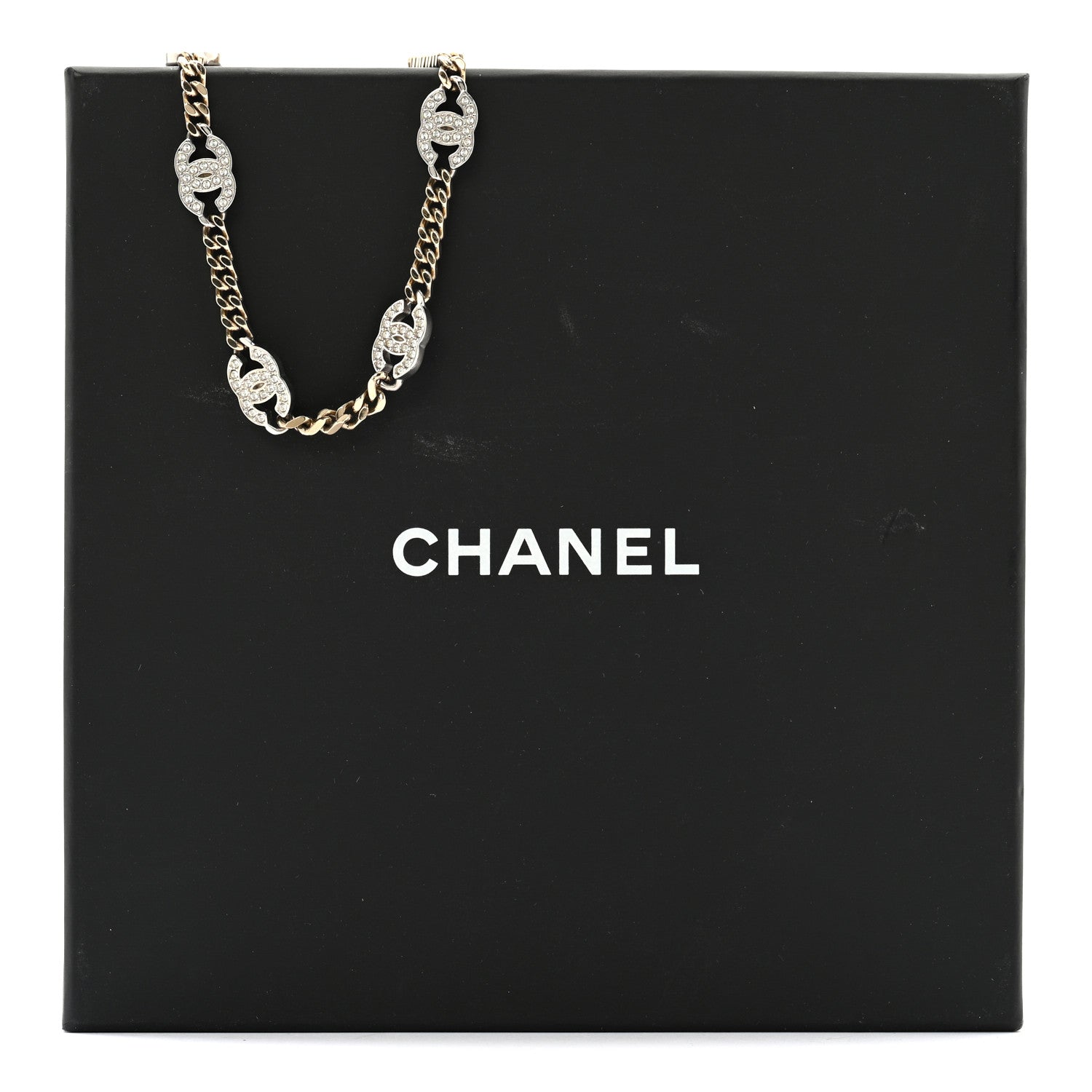 Chanel Crystal Chain CC Link Choker Gold Silver 6 of 6