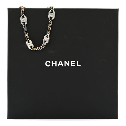 Chanel Crystal Chain CC Link Choker Gold Silver 6 of 6
