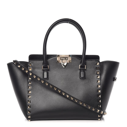 Valentino Garavani Vitello Small Rockstud Double Handle Tote Black 1 of 8