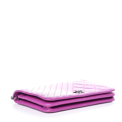 Chanel Lambskin Quilted Coco Boy Wallet On Chain WOC Fuchsia 4 of 11