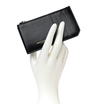 Saint Laurent Calfskin 5 Fragments Zip Pouch Card Holder Black 2 of 12
