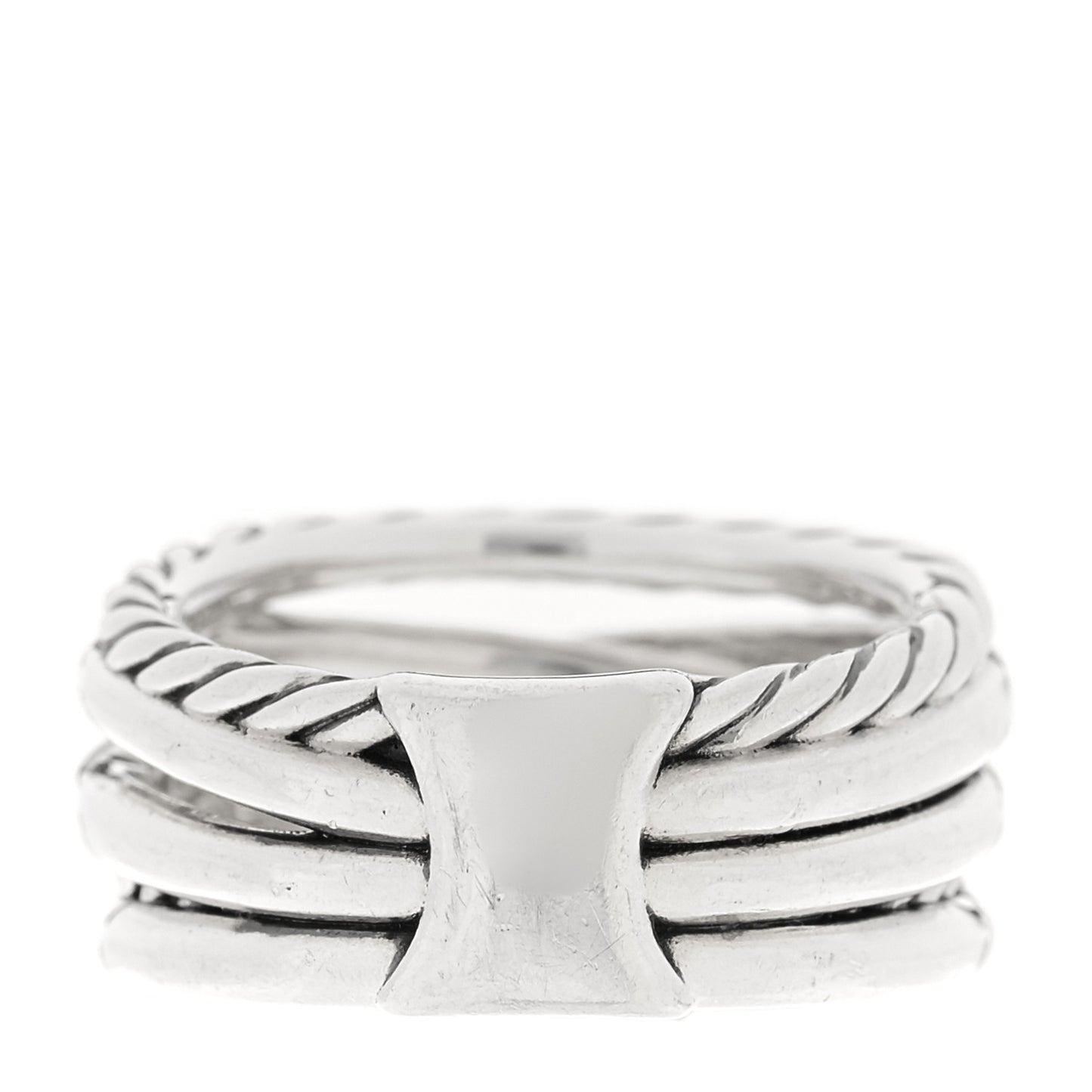 Sterling Silver 18K Yellow Gold Diamond 11mm Wide Crossover Cable Ring 54 7