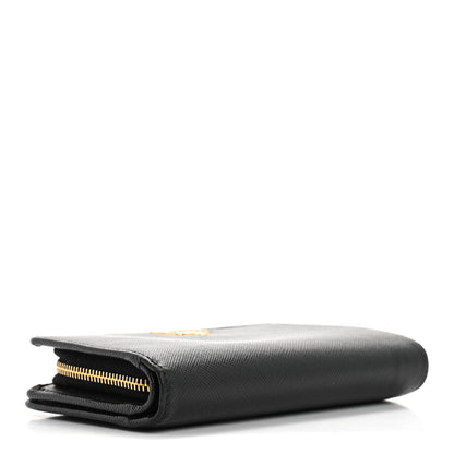 Prada Saffiano Metal Compact Wallet Black 4 of 15