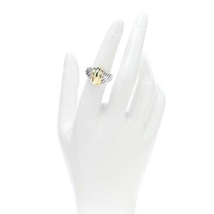 David Yurman Sterling Silver 14K Yellow Gold Cable Station Ring 53 6.5 2 of 5