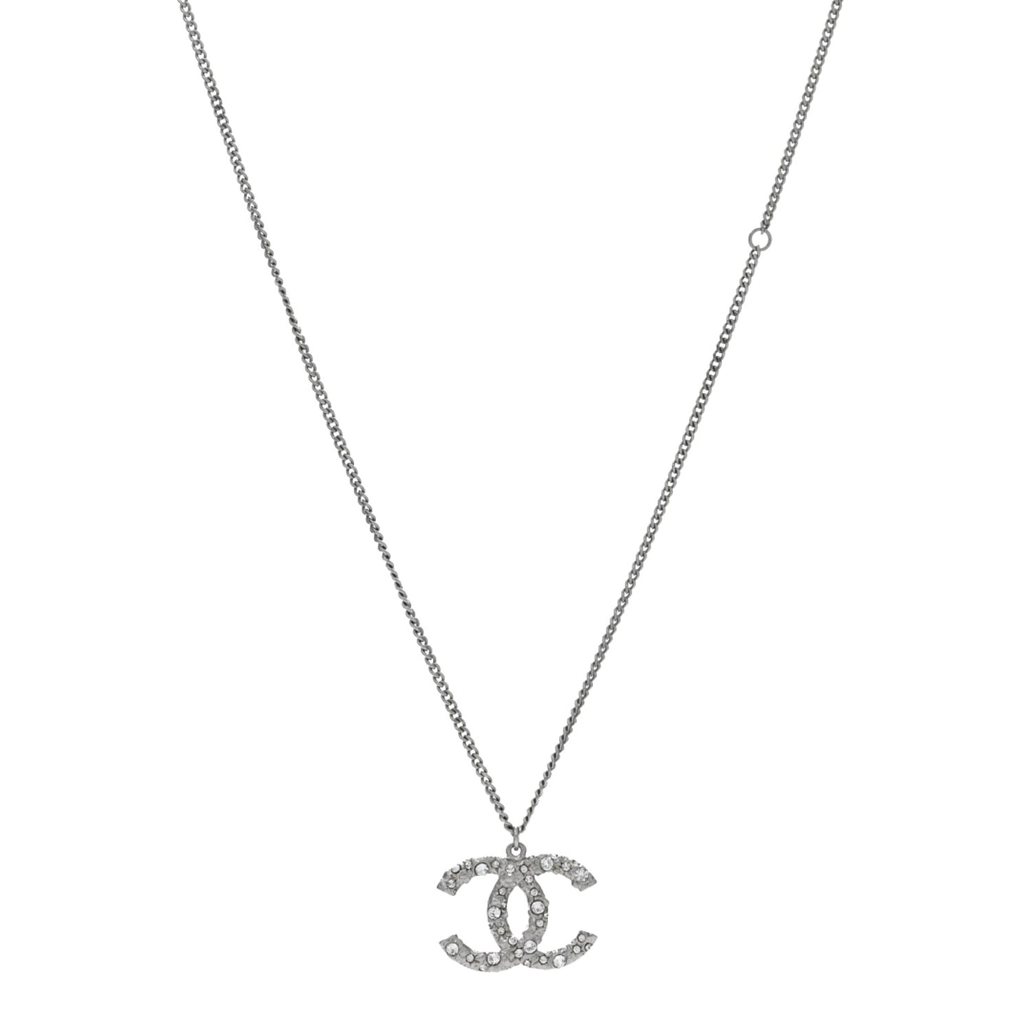 Crystal CC Pendant Necklace Silver
