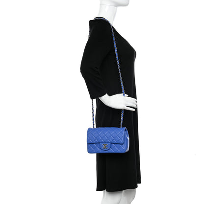 Chanel Lambskin Quilted Mini Rectangular Flap Blue 2 of 12