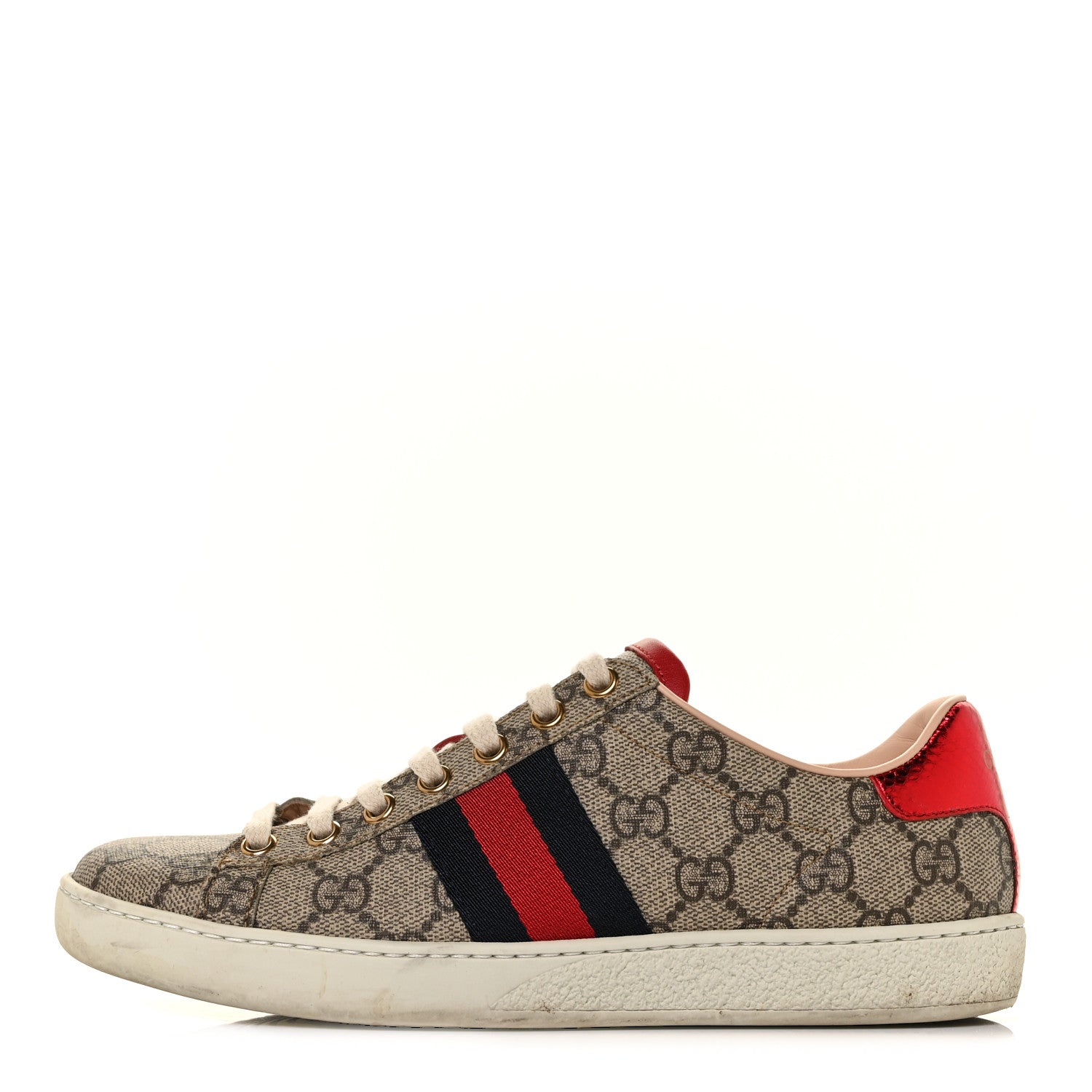 Gucci GG Supreme Monogram Womens Ace Low-Top Sneaker 35.5 Beige 1 of 9