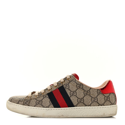 Gucci GG Supreme Monogram Womens Ace Low-Top Sneaker 35.5 Beige 1 of 9