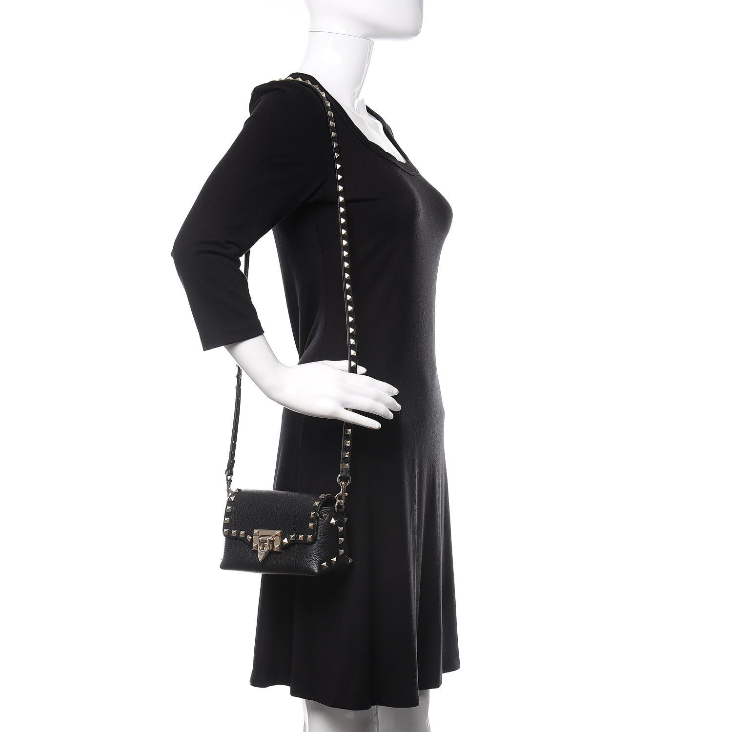 Valentino Garavani Pebbled Calfskin Mini Rockstud Crossbody Bag Black 2 of 9