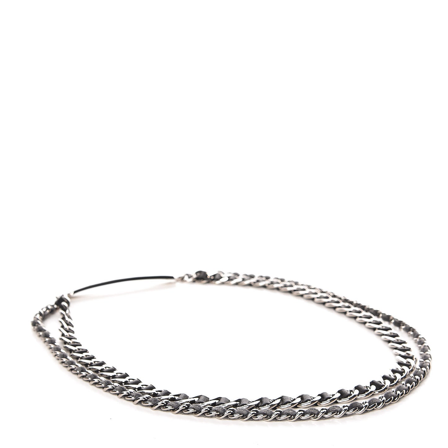 Lambskin Chain Belt Black Silver