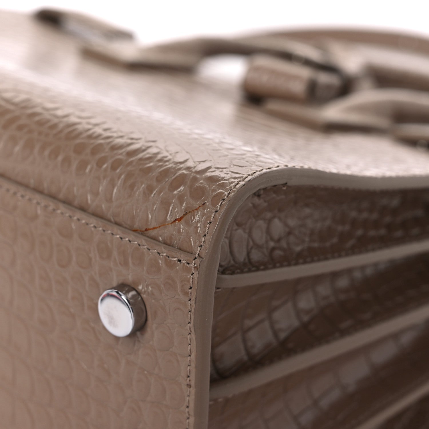 Saint Laurent Calfskin Crocodile Embossed Baby Sac De Jour Brown 7 of 10