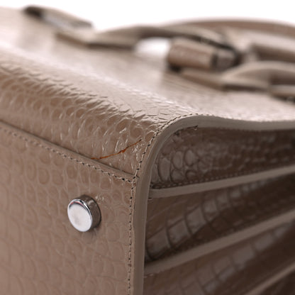 Saint Laurent Calfskin Crocodile Embossed Baby Sac De Jour Brown 7 of 10