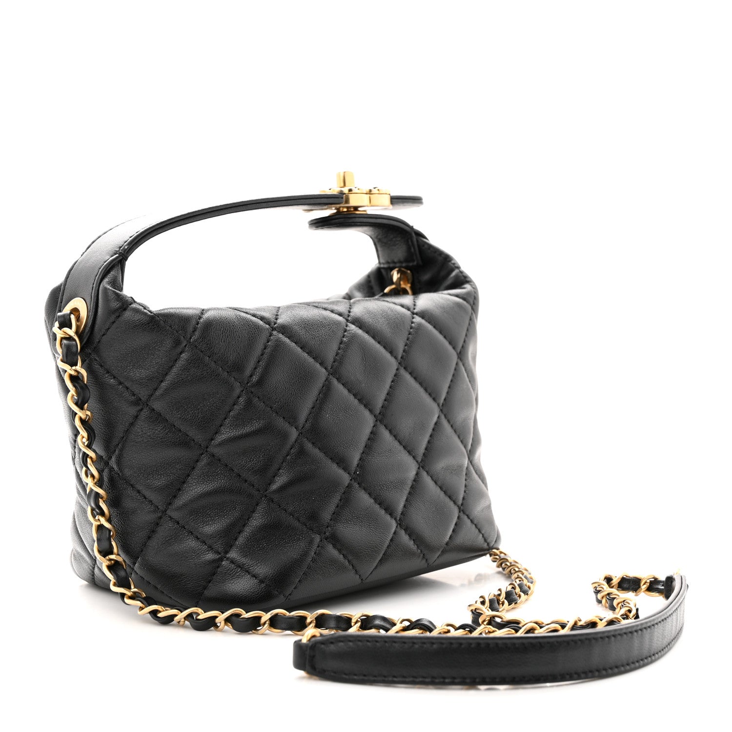 Chanel Lambskin Quilted Small Perfect Meeting Hobo Black 3 of 11