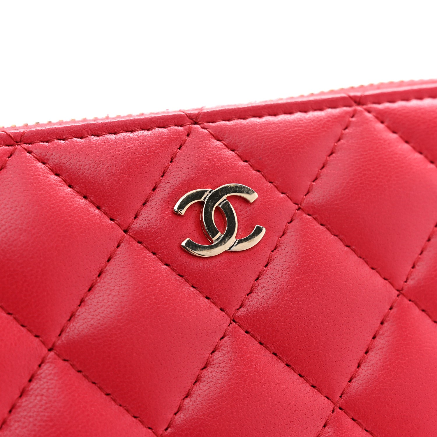 Chanel Lambskin Quilted Large Gusset Zip Around Wallet Dark Pink 11 of 14