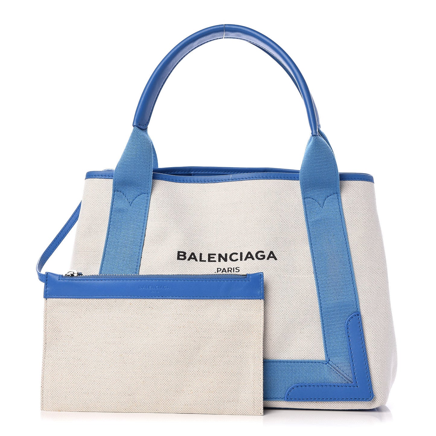 Cotton Canvas Satin Calfskin S Navy Cabas Natural Bleu