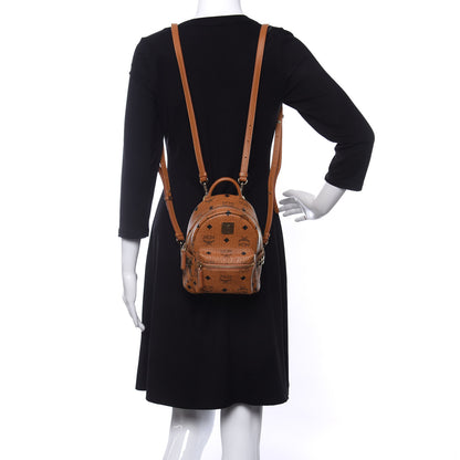 MCM Visetos Side Stud X-Mini Stark Bebe Boo Backpack Cognac 2 of 9