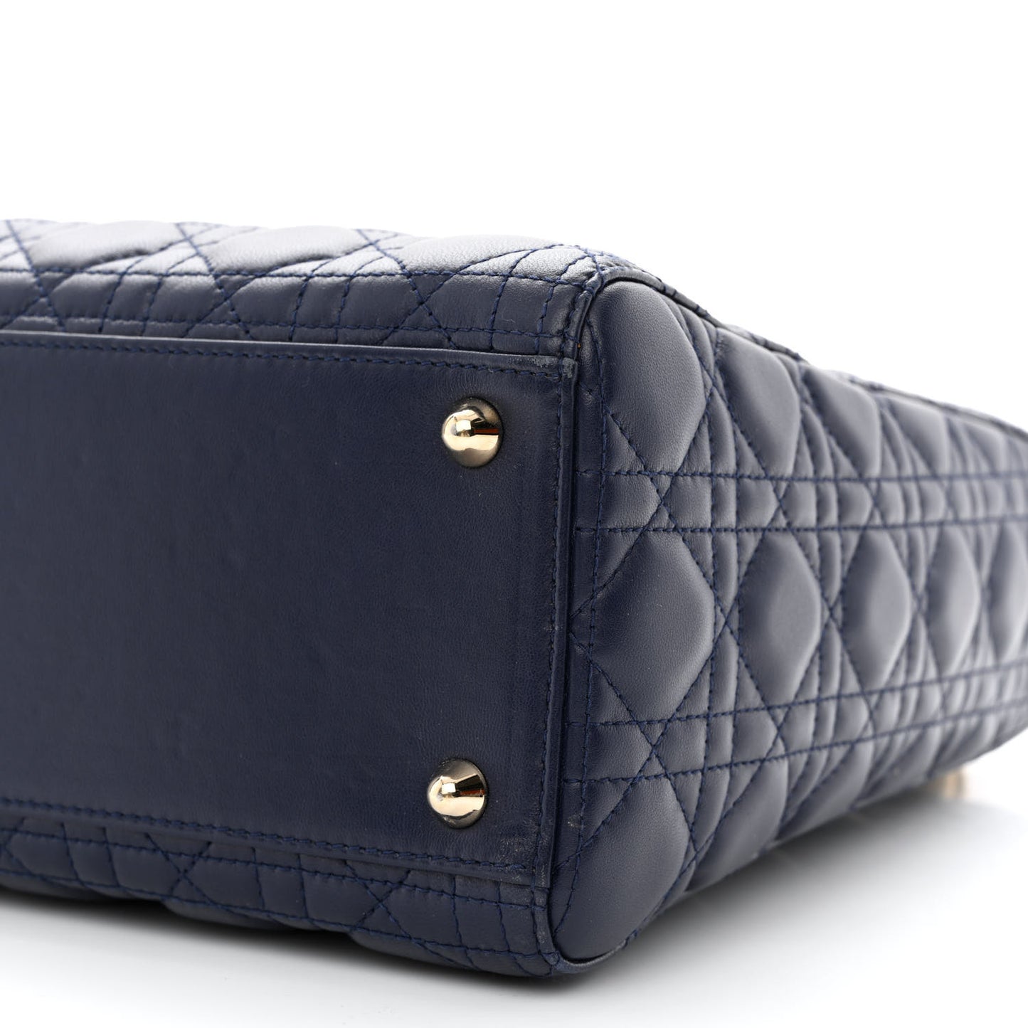 Lambskin Cannage Large Lady Dior Navy Blue