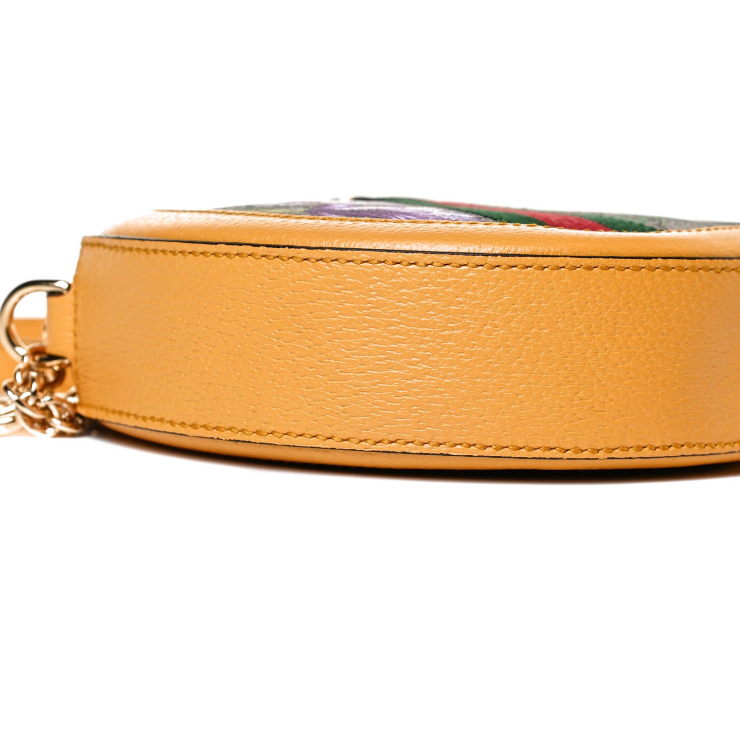GG Supreme Monogram Flora Web Mini Ophidia Round Shoulder Bag Beige Multicolor Crop