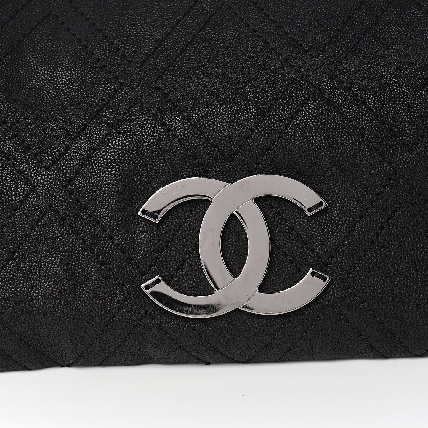 Calfskin Diamond Stitch Small Flap Black
