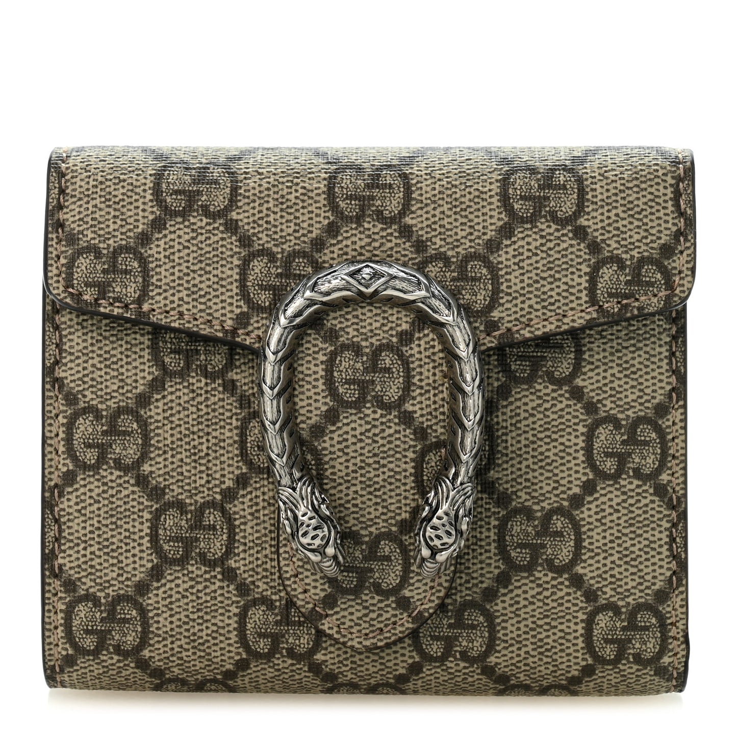 GG Supreme Monogram Dionysus Card Case Wallet Beige Taupe