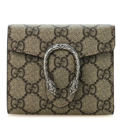 Gucci GG Supreme Monogram Dionysus Card Case Wallet Beige Taupe 1 of 8