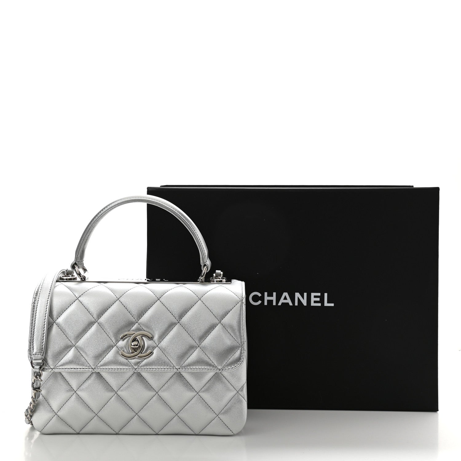 Chanel Metallic Lambskin Quilted Small Trendy CC Flap Dual Handle Bag Silver 11 of 11