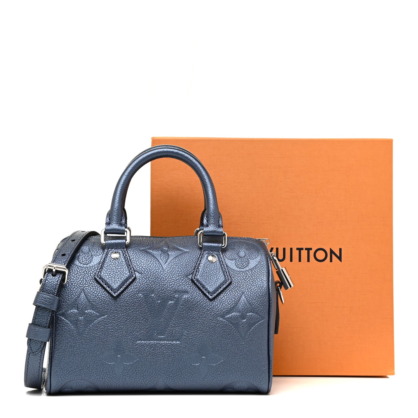 Metallic Empreinte Monogram Giant Speedy Bandouliere 20 Navy Nacre