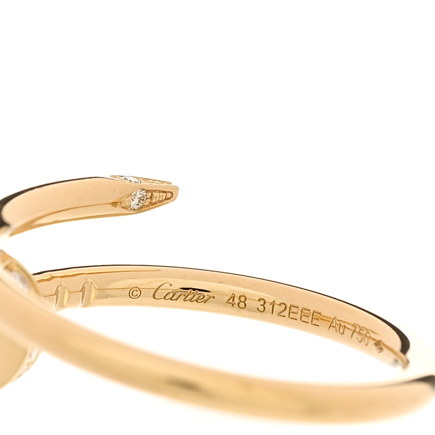 18K Yellow Gold Diamond Small Juste Un Clou Ring 58 8.25 48/4.5