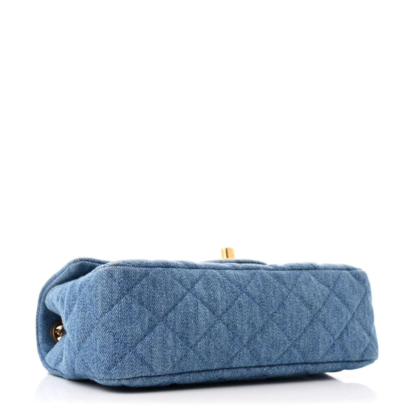 Denim Quilted Mini Pearl Crush Rectangular Flap Blue