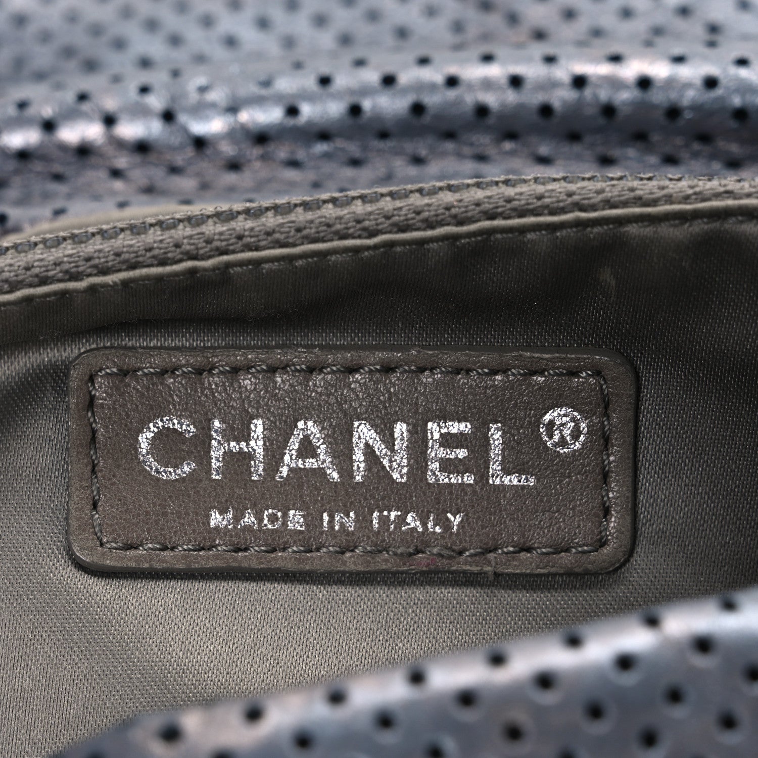 Chanel Metallic Crackled Calfskin Perforated Drill Flap Silver 6 of 11