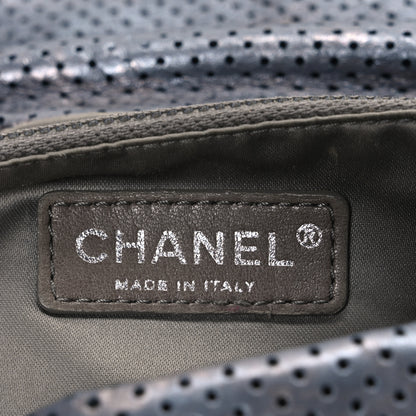 Chanel Metallic Crackled Calfskin Perforated Drill Flap Silver 6 of 11