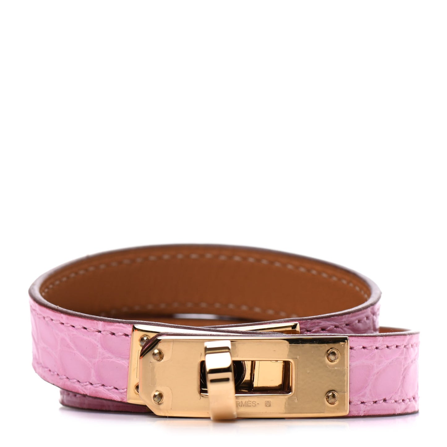 Matte Alligator Kelly Double Tour Bracelet T2 5P Pink