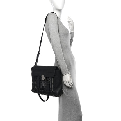 3.1 Phillip Lim PHILLIP LIM 3.1 Textured Calfskin Woven Panel Medium Pashli Satchel Black Silver 2 of 14