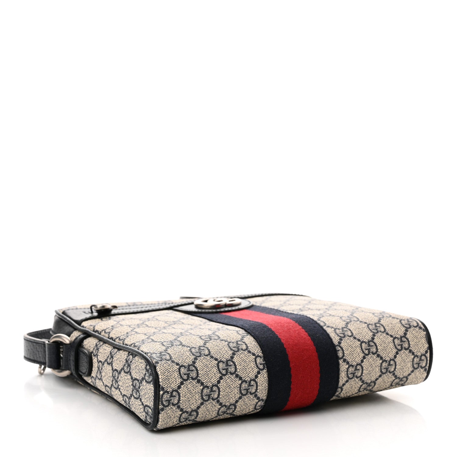 Gucci GG Supreme Monogram Textured Dollar Calfskin Web Small Ophidia Messenger Bag Beige Blue 4 of 10